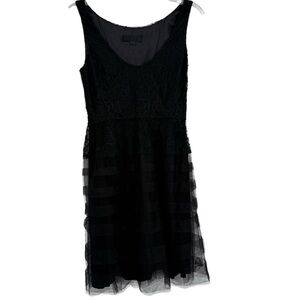 jill stuart Black Floral lace Tank dress size 2 Sleeveless Mesh Skirt Lined